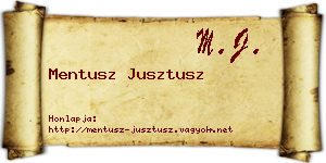 Mentusz Jusztusz névjegykártya